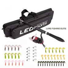 42 PCS Soft bait 10 PCS Fishing Hooks Telescopic Lure Fishing Rod Reel Combo Full Kit Fishing gear Bag Free Shipping