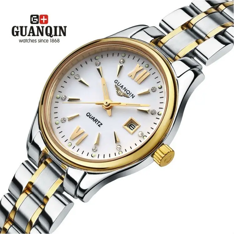 

GUANQIN quartz diamond brand quality goods ultra-thin noctilucent waterproof woman fashion leisure business  steel watches