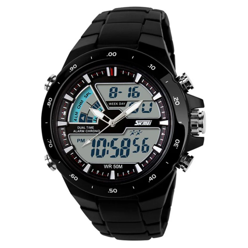 

Top Brand Luxury Fashion Analog-Digital Watch Waterproof Multi Function LED Sports Watch Digital Alarm Time Zone