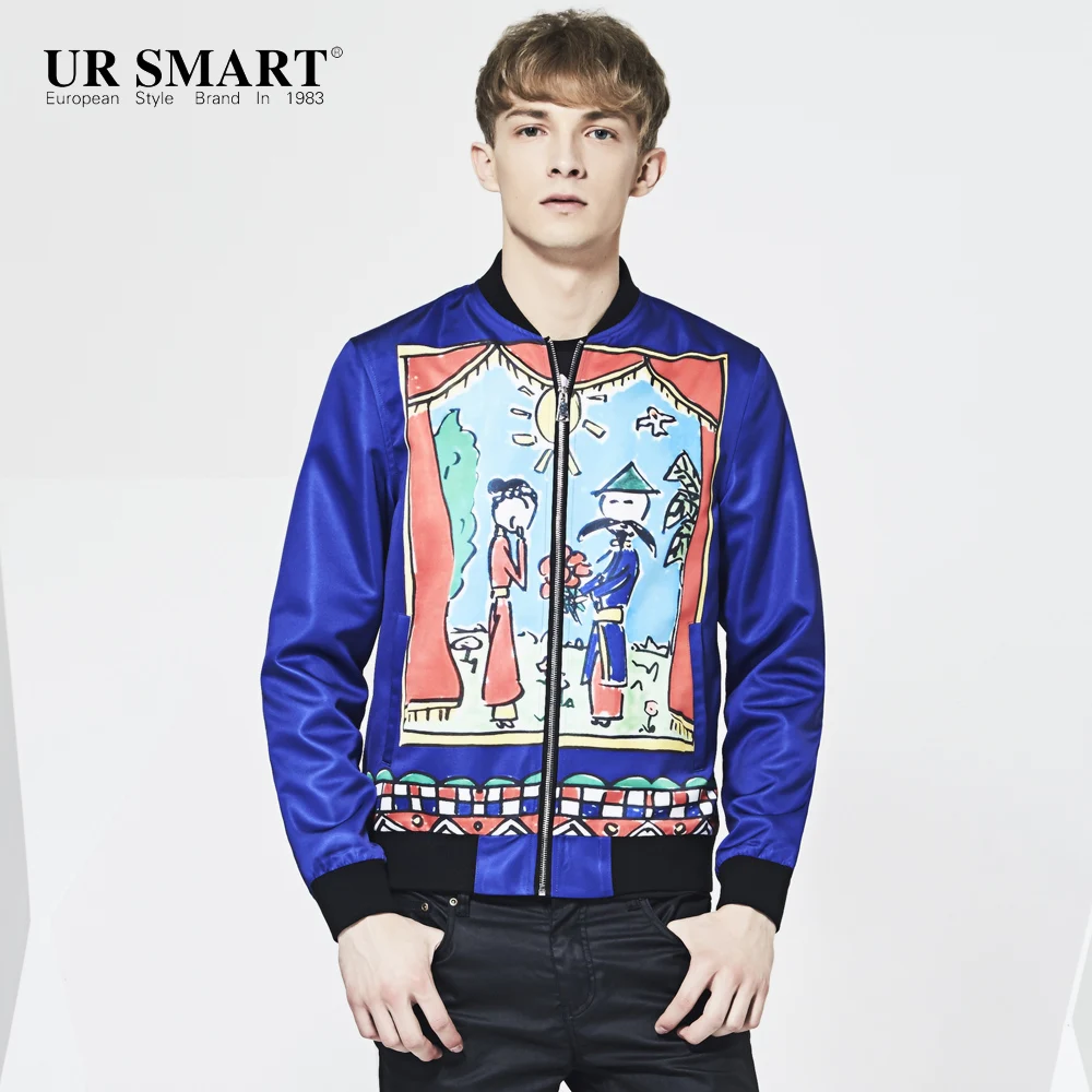 URSMART leisure jacket for fall 2016 new abstract art printing men