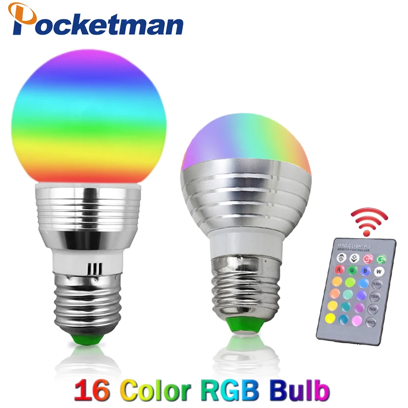 Pocketman E27 E14 16 изменение цвета волшебная лампа 85 265 в 110 120 220 В RGB светодиодные лампы|led