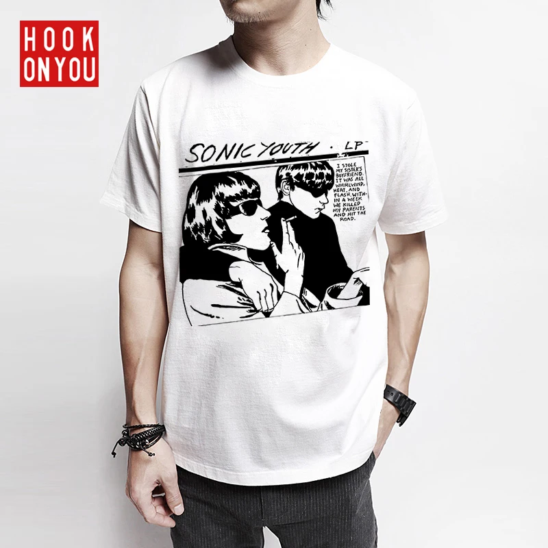 

Sonic youth T-shirt men funny sticky classic rock band vocals band bass guitar punk rock female tide brand shirt short sleeve