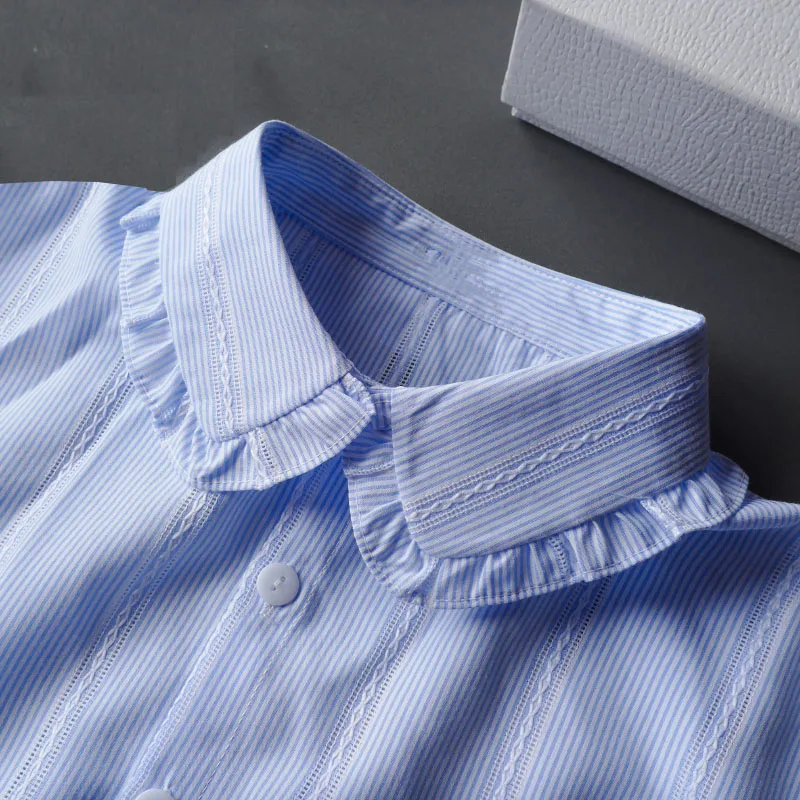 

Stripe Detachable Fake Collars Women Woman White Detachable False Collar Faux Col Chemisie Removable Ruffle Stand Collar Shirt