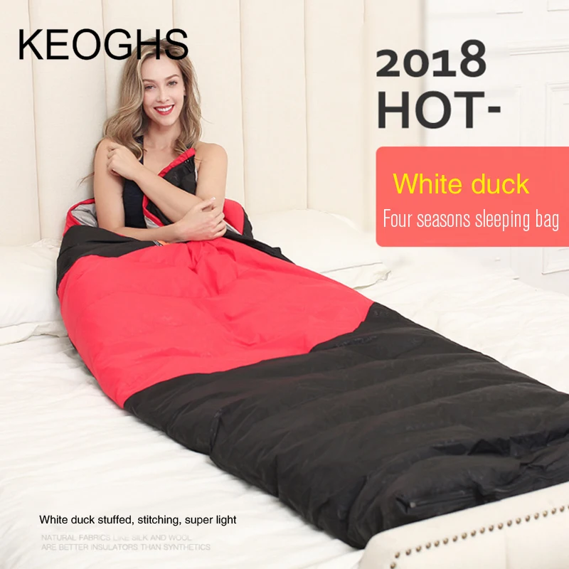

winter outdoor camping sleeping bag envelope type pattern with cap thick filling cotton light easy carry keep warm sleeping bag