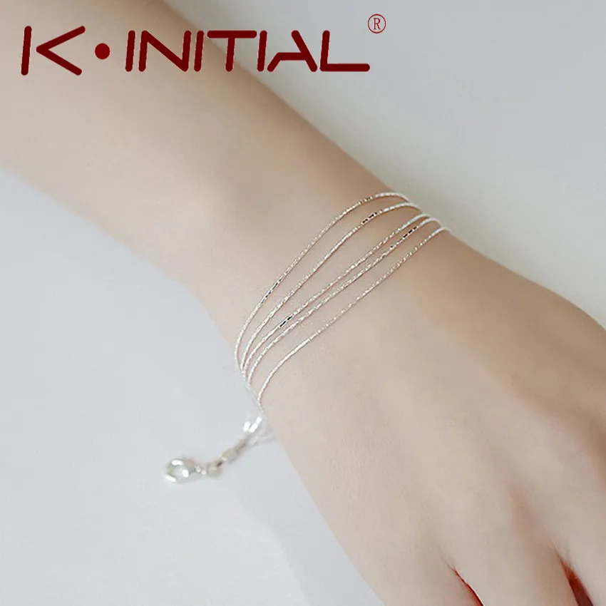 Kinitial 1Pcs New 925 Sterling Silver Adjust Bracelet Multi Layer Chain