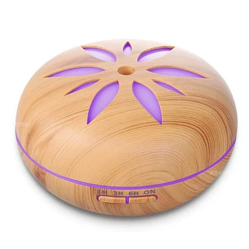 

550ml Wood Grain Ultrasonic Humidifier Essential Oil Diffuser Mist Humidifier for Office Home Bedroom With LED Night Light
