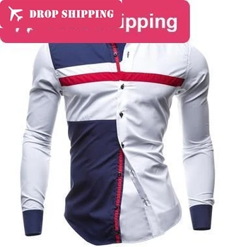 

Dropshipping camisa masculina Men's Casual Long Sleeve Printing Casual Shirt Slim Fit Men Shirts camisa social masculina