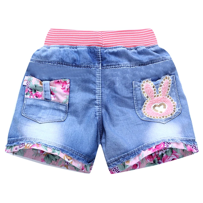 New Summer Kids Short Denim Shorts For Girls Fashion Girl Short Princess Jeans Children Pants Girls Shorts Flower Clothing