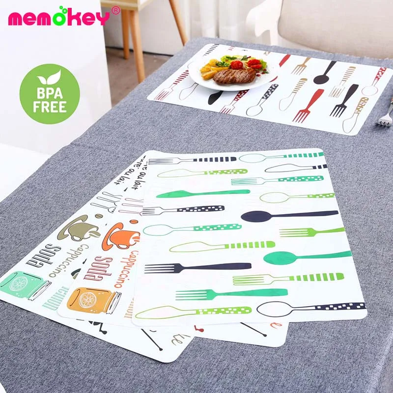 

4PCS Placemats PP Table Mat Kids Tableware Cartoon Dining Table Disc Pads Coasters Napperon Plate Bar Tapete de lugar 40*28cm F