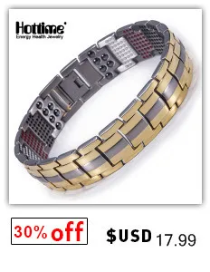 Hottime Health Energy Magnetic Ion Germanium Bracelet Men Pulseras Hombre Chain Link Stainless Steel Bracelet Bangle Women Men