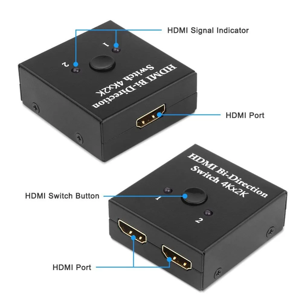 Aikexin HDMI переключатель 2 порта HDMI двунаправленный ручной коммутатор 2x1 1x2 HDMI Сплиттер концентратор Sup порты HDCP проходной Ultra HD 4 K