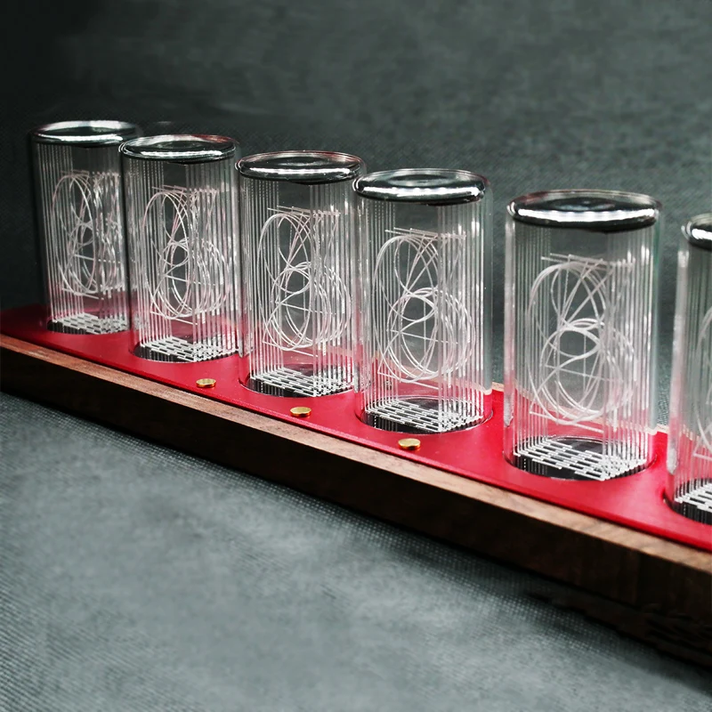 

LED pseudo-glow tube clock, WIFI network time, with infrared remote control, black walnut carving