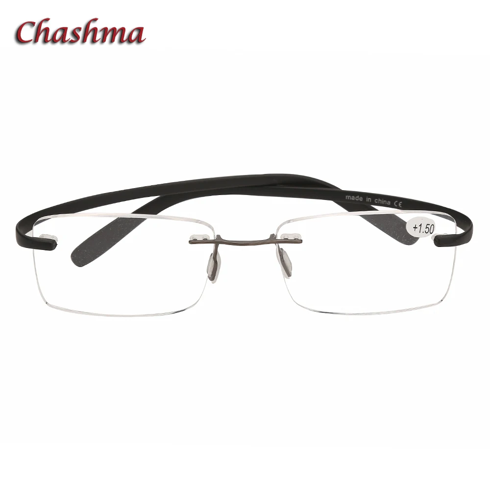 

Chashma Brand Rimless Frame Fashion Optical Mens' Fashion Clear Lenses Light Eyewear TR90 Flexible Reading Glasses for Women