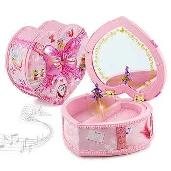 

Creative Heart Shape Rotate Ballet Dancer Music Box Ornaments Pink Music Box Home Decor Desktop Crafts Children's Birthday Gifts