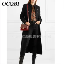 Plus Size Winter Women Coat England Double Brreasted Wide Waisted Designers Elegant Black Coat