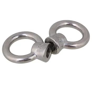 

304 Stainless Steel Japanese Style Threaded Ring Shape Eyed Nuts with M10 Bolts Pack of 2