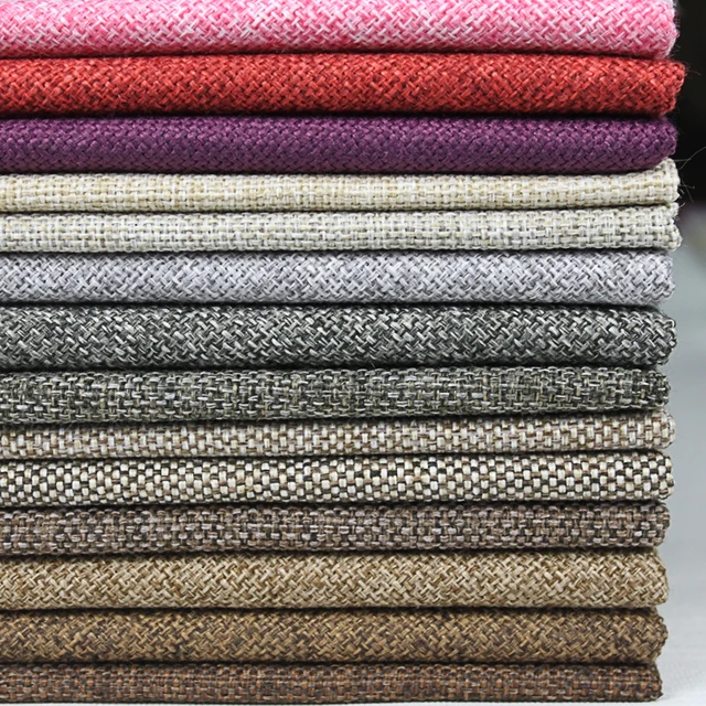 sofa fabric material linen woven knit fabric price per meter grid strip