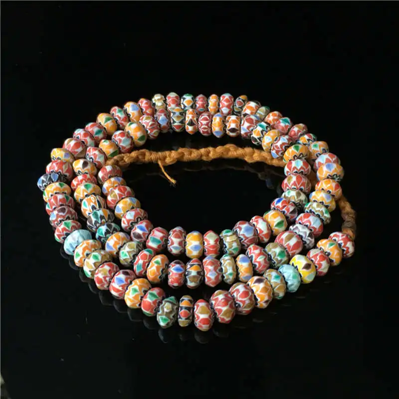 TSB0003 непальская ручная работа, стеклянные разноцветные радужные бусины 8-9 мм, тибетское цветное стеклянное ожерелье из бисера