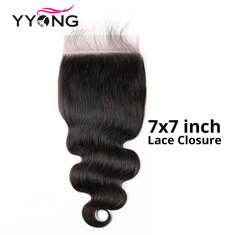 

Yyong Hair 7x7 Lace Closure Remy Brazilian Body Wave Closure 10-24 Inch Free Part 100% Human Hair Swiss Lace Closure