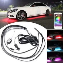 4 шт. приложение Управление RGB автомобилей гибкие Светодиодные Ленты Декоративные Атмосфера лампы под трубки underglow днища Системы неоновый свет комплект