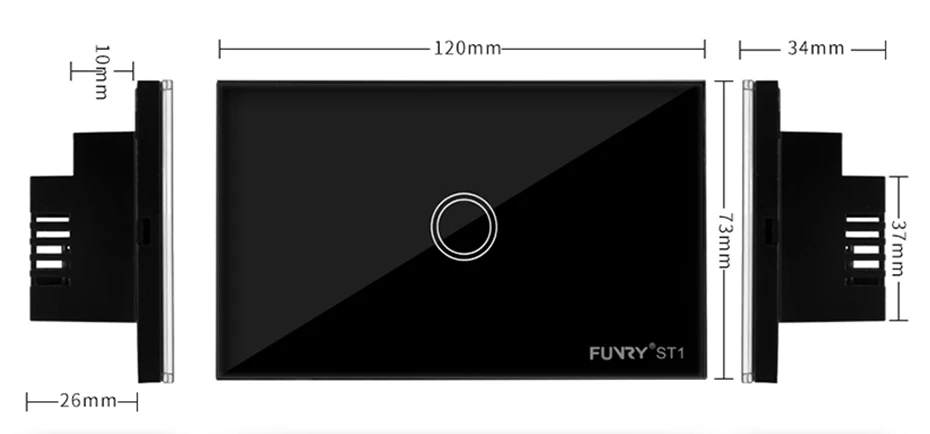 Funry Сенсор сенсорный выключатель ST1 1 Gang США Стандартный Стекло сенсорный выключатель 110-240 В свет Сенсор Водонепроницаемый переключатель