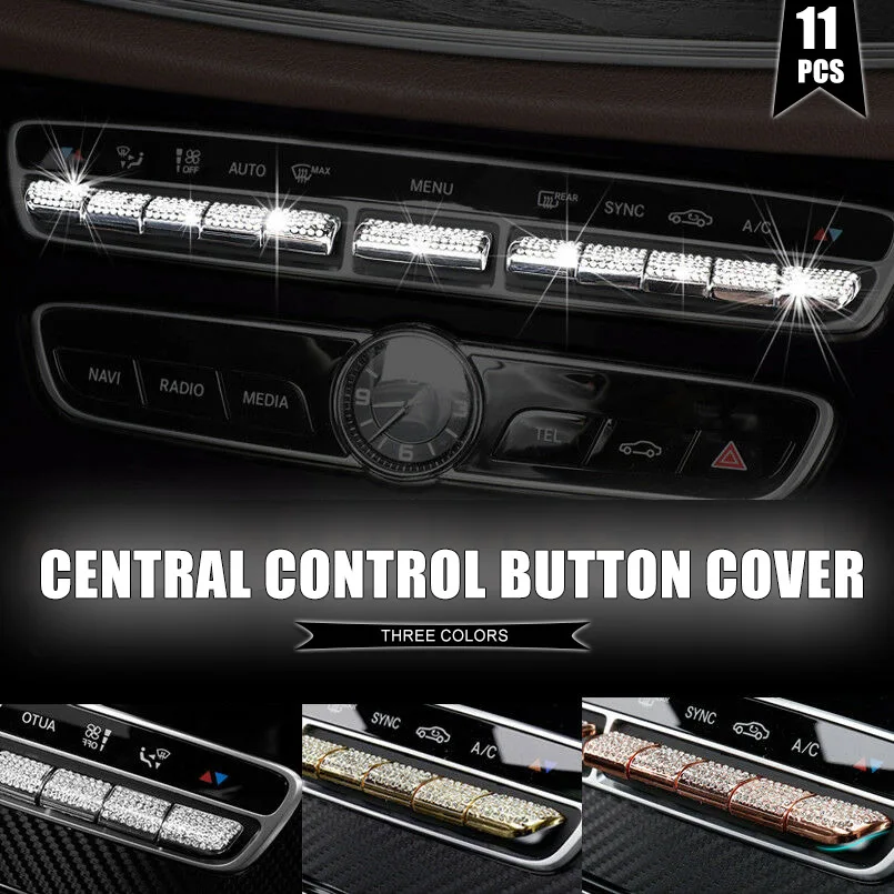 11pcs Diamond Style Center AC Buttons Cover Trim For Mercedes-Benz E Class W213 2017 & C W205 15-17 GLC X205 16-17 | Автомобили и
