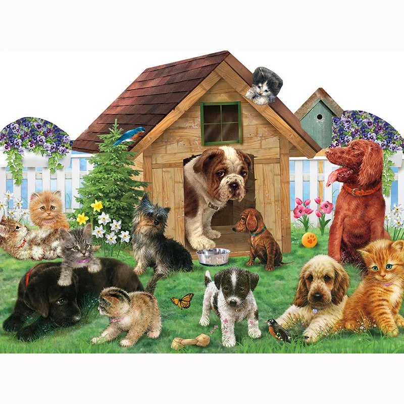 DIY 5D Diamond Mosaic Handmade Painting Cross Stitch Embroidery Patterns Rhinestones Warm Home For Dogs KBL | Дом и сад