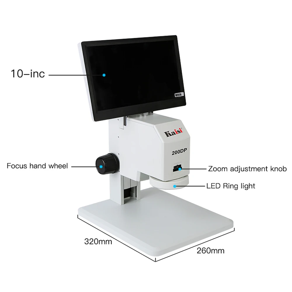 Промышленный ЖК-дисплей Дисплей электронный микроскоп с переменным фокусным расстоянием 10 дюймов 1080P HDMI интегрированный Дисплей для лаборатории Ювелирные изделия медицины