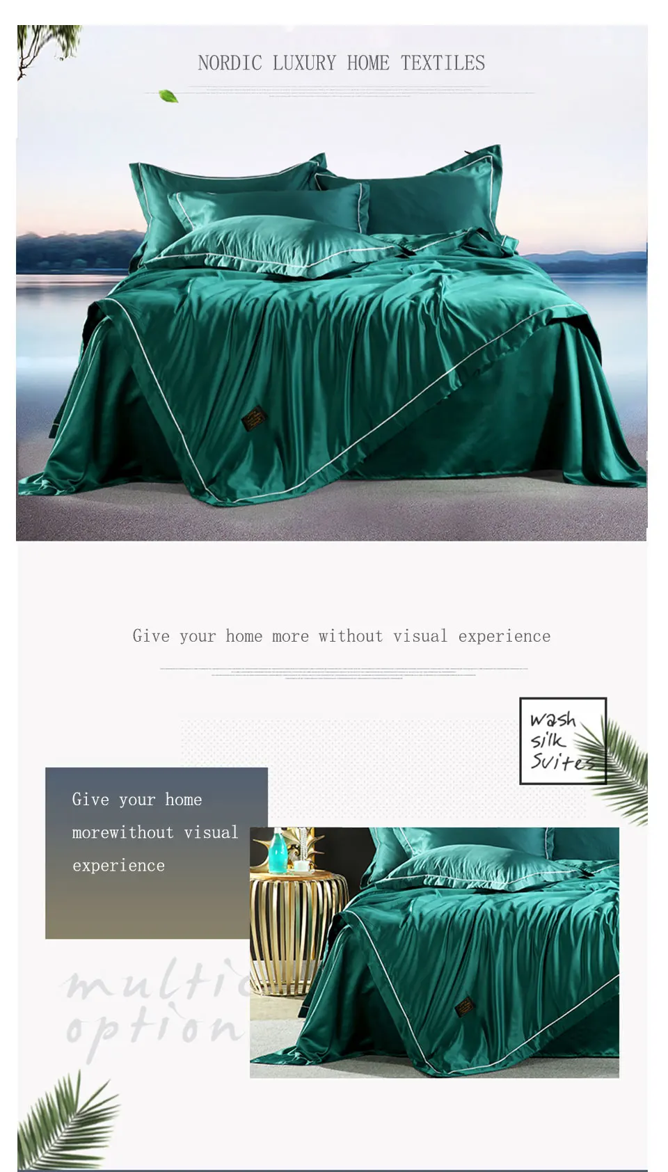 ParkShin роскошный темно-зеленый цвет комплект постельного белья шелк домашний текстиль мягкий комфорт пододеяльник шелковистый Комплект постельного белья с плоским листом 4 шт