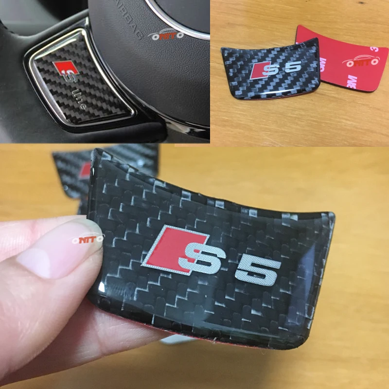 1pcs For s5 logo Steering Wheel Sticker 3D carbon fiber Steering Wheel