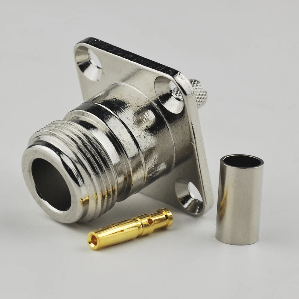 RF electrical wire terminal connector N jack 4 hole panel mount