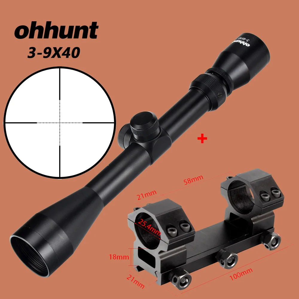 Ohhunt тактический прицел 3-9X40 проволока сетка или Mil точка оптический прицел с голографической 4 Сетка Красный точка красный лазерный прицел - Цвет: Picatinny Rail Mount