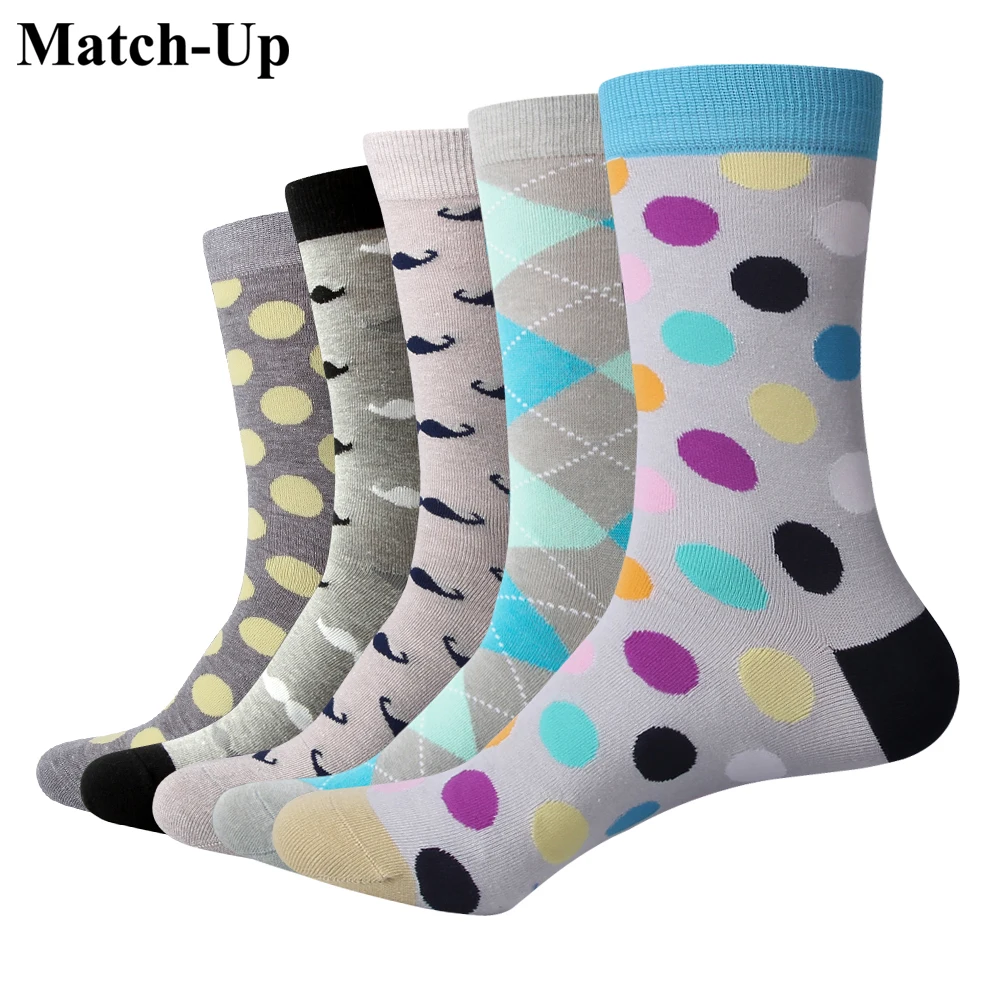 

Match-Up Grey series of colored socks Socks Combed Cotton Spring Fall Plus Quality Pattern Dress Male Socks (5pairs/lot)