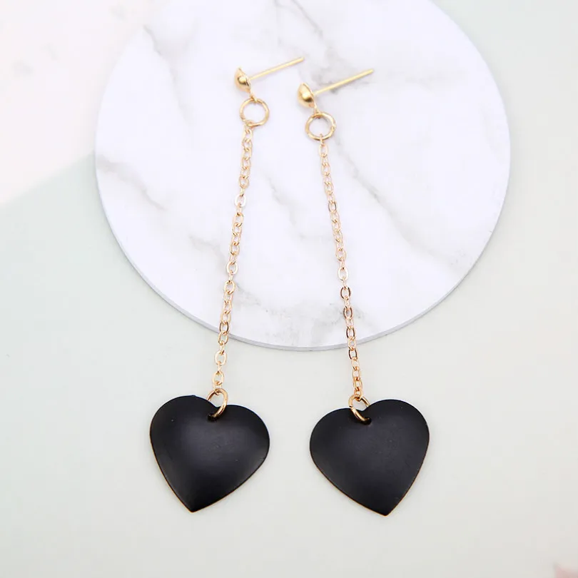 

Fashion Jewelry Bohemian Temperament Earrings Black Tassel Women Earrings Long Love Tassel Simple Pendant Earrings