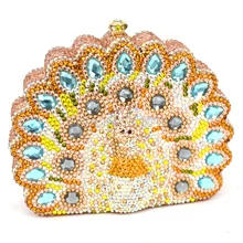 Леди павлина Форма лорд модные женские туфли Сумки партии Ежедневные клатчи коробка кошелек Кристалл Вечерние сумки женские золотистые Свадебные Дизайн Q77