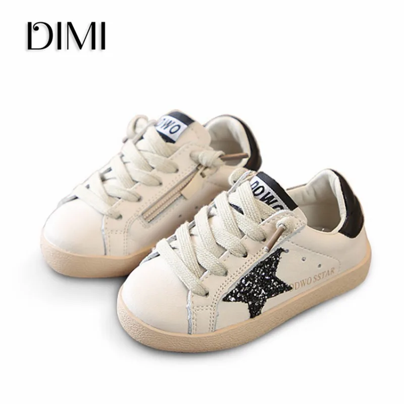 

DIMI 2018 New Breathable Children Shoes Fashion Baby Girl Sport Star Gold Shoe Outdoor Boys Sneaker Pu Leather Casual Kids Shoes