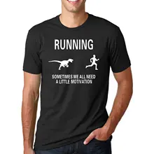 Funny Dinosaur Runninger Motivation T-Shirt Short Sleeve Hilarious Workout Shirt