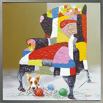 

Pop art Naughty Dog on canvas modern abstract oil painting handmade oil painting Animal Pop Art Home Decor Living Room