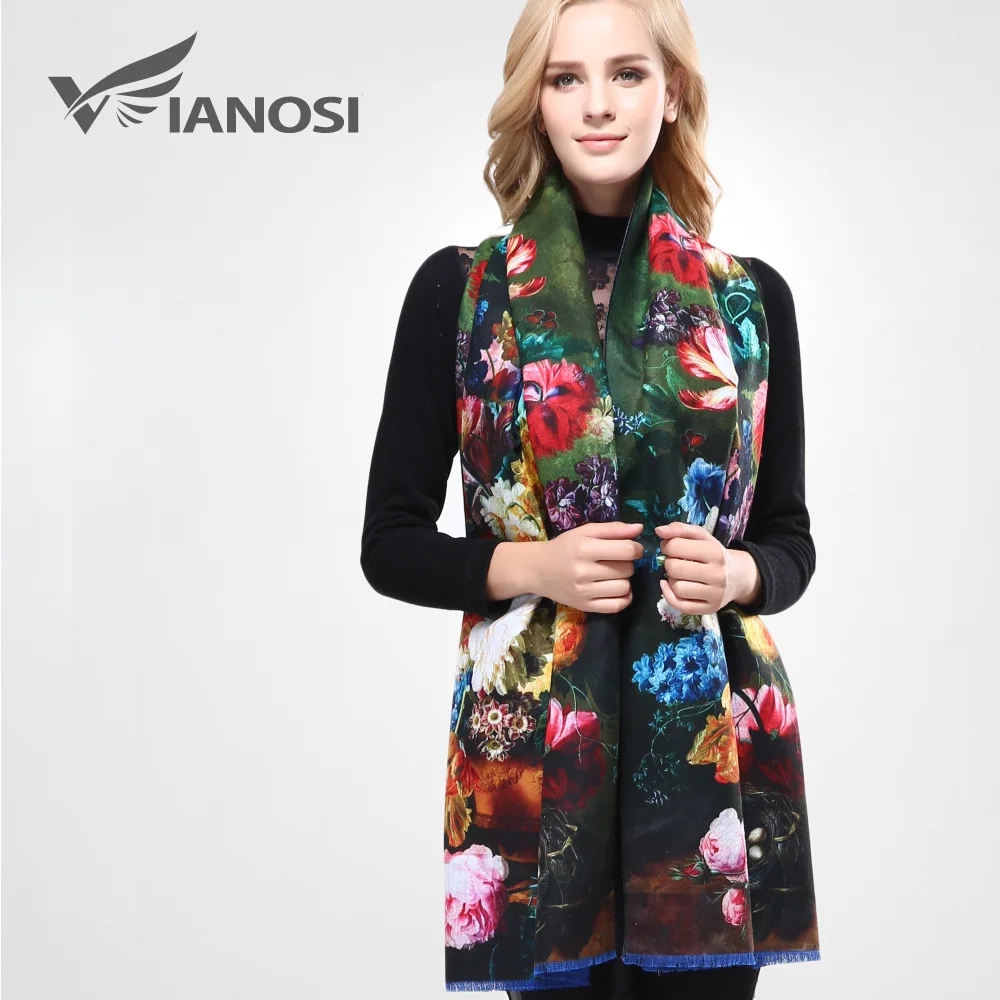 Женский шарф Бандана VIANOSI зимний плотный теплый с принтом шерстяной VA070|women wraps|brand