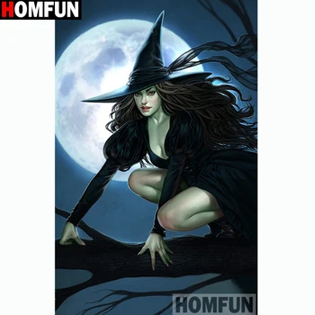 

HOMFUN Full Square/Round Drill 5D DIY Diamond Painting "Cartoon witch" 3D Embroidery Cross Stitch 5D Home Decor Gift A13288
