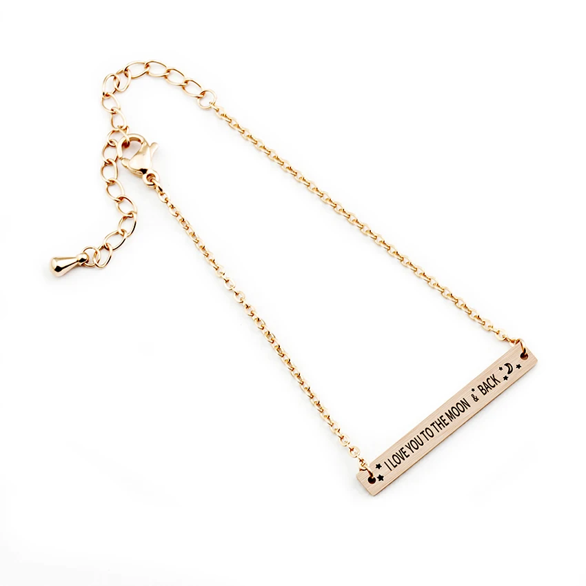 GORGEOUS TALE New Arrival 2017 Stainless Steel Bar Bracelet Bangle I Love You To The Moon And Back Lettering Pulseira Feminina|star bracelet|chain