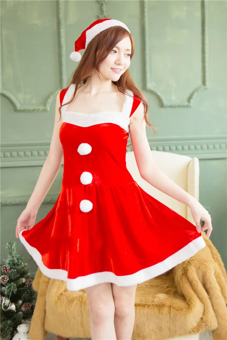 Sexy Santa Womens Outfit Ladies Miss Mrs Claus Fancy Dress Costume Christmas Party Costumes C - Цвет: short sleeve