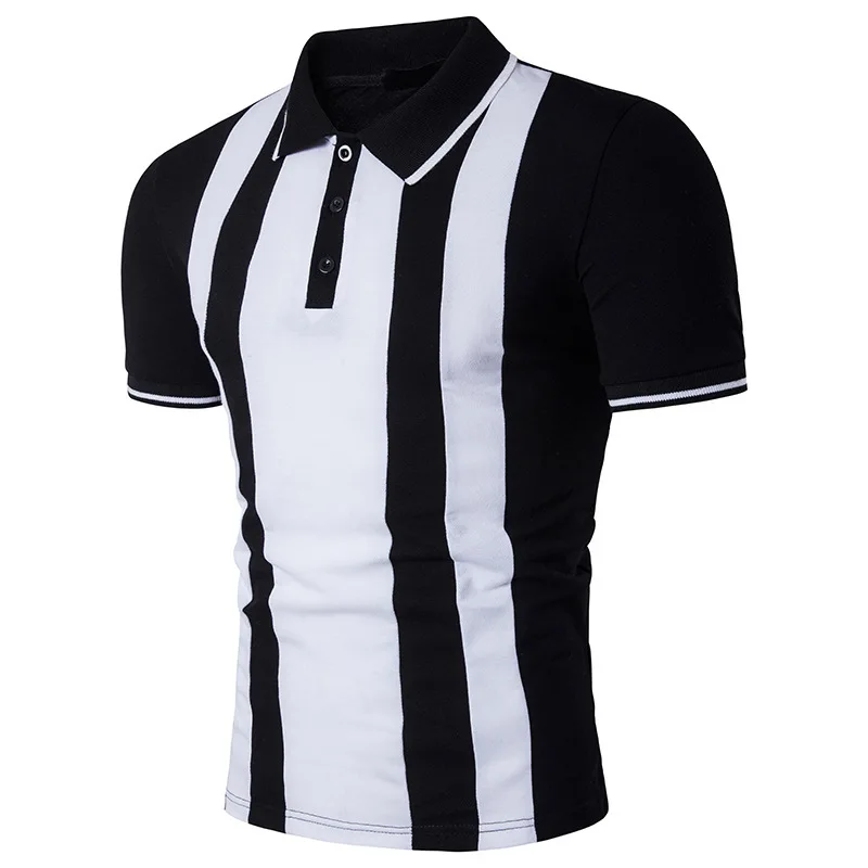 Black And White Striped Men Polo Shirt Classic Style 2018 Summer New
