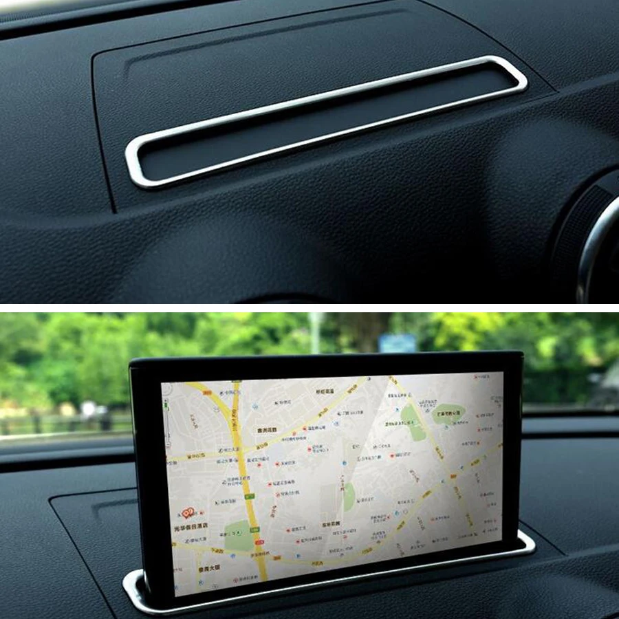 

Car Console GPS Navigation Frame Trim Chromium Styling Sticker For Audi A3 8V 2014-2018 Stainless Steel