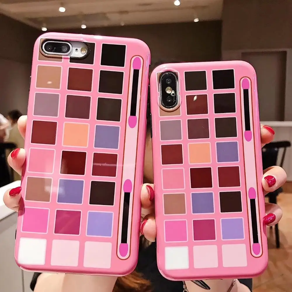 

eye shadow box tpu case for iphone 8 7 6s 6 plus X XR XS MAX case cover fashion 3d patterned soft silicone phone bag capa fundas