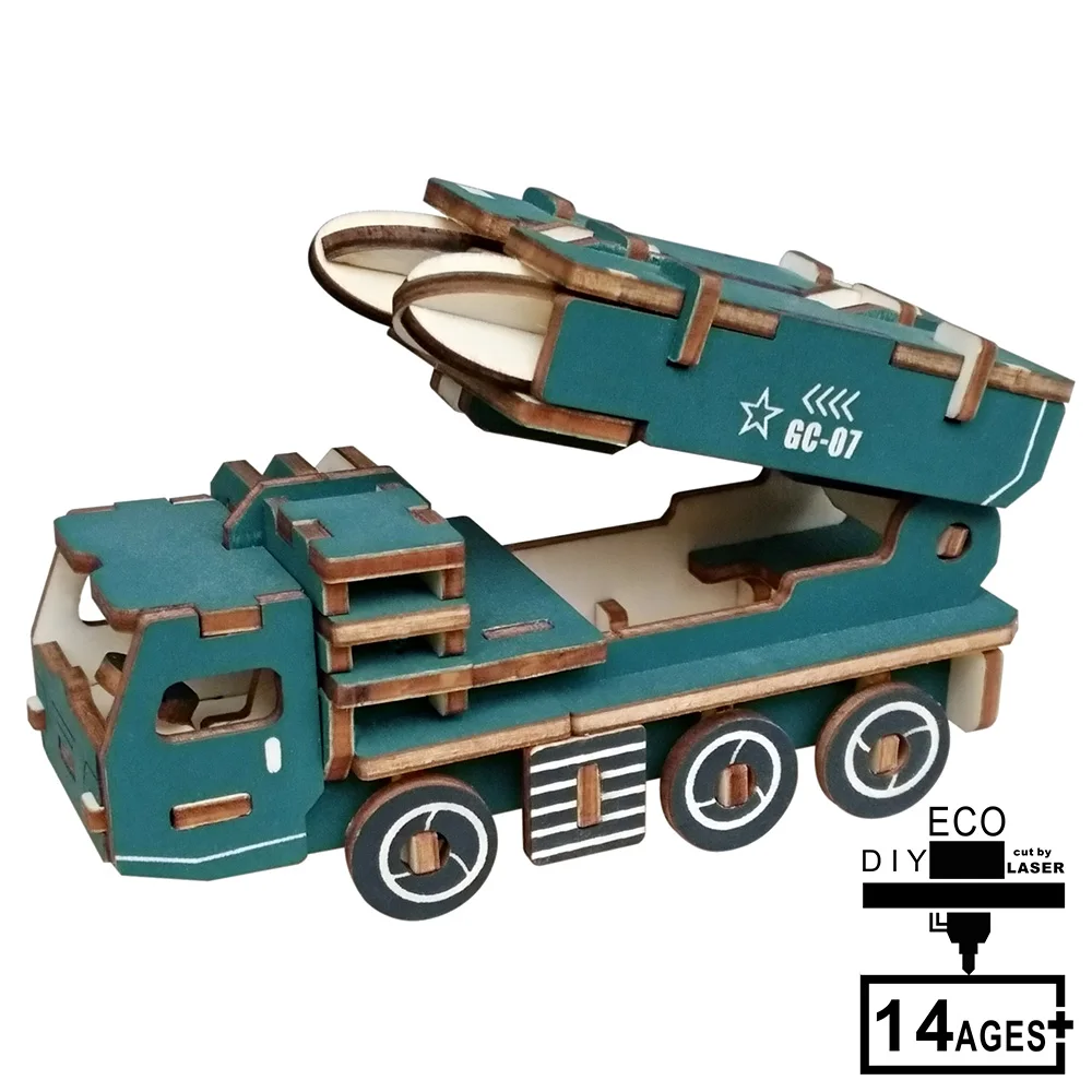

ATOYX DIY Missile VehicleToy Wood Handmade 3D three-dimensional Puzzle piece Assembling Toy Puzzle Game Building Model Kit