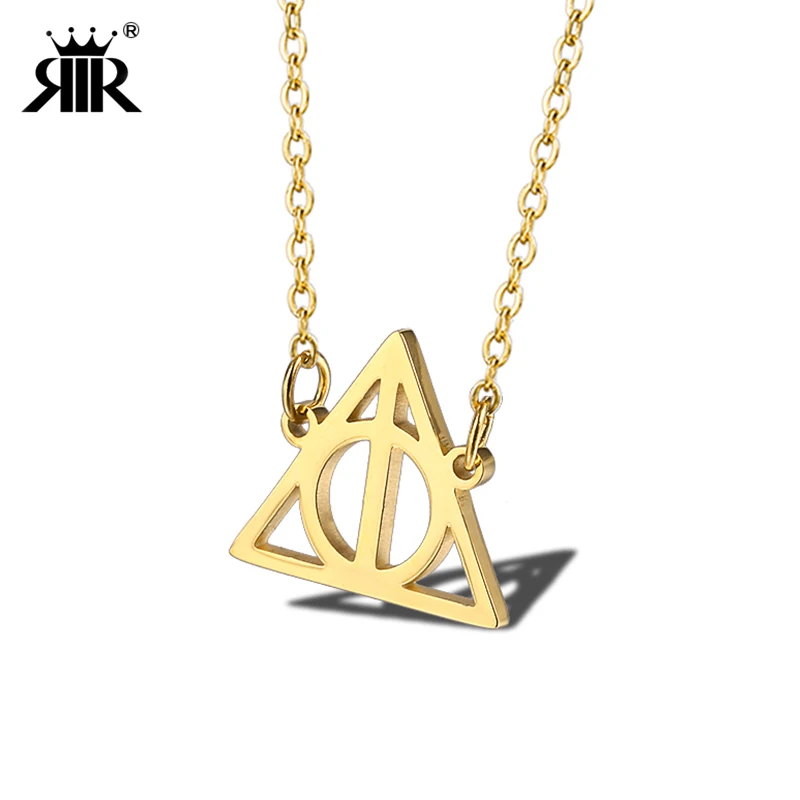 

RIR Harri Necklace Stainless Steel Triangle Inspired Deathly Hallows Movie Necklace Potter Jewelry