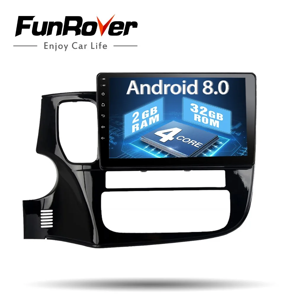 Funrover 10,1 "Android 8,0 автомобильный dvd-плеер с двумя цифровыми входами gps Navi для Mitsubishi Outlander 2014-2017 2 г + 32 г радио usb Мультимедиа FM NoDVD