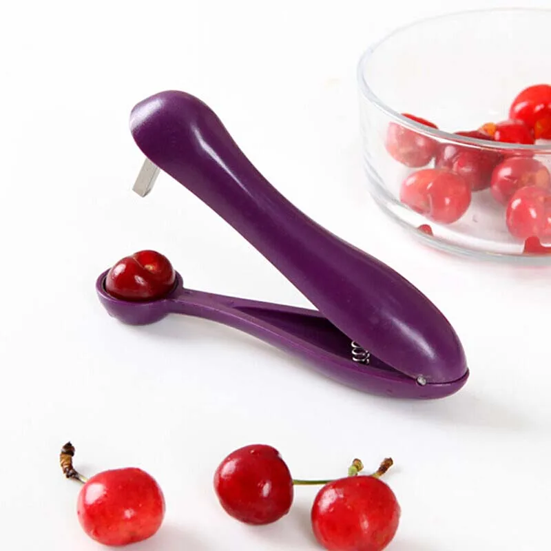 

Hot 1PC Home Kitchen Supplies Purple Plastic Cherry Pitter Creative Kitchen Accessories Fruits & Vegetables Tools Cutters