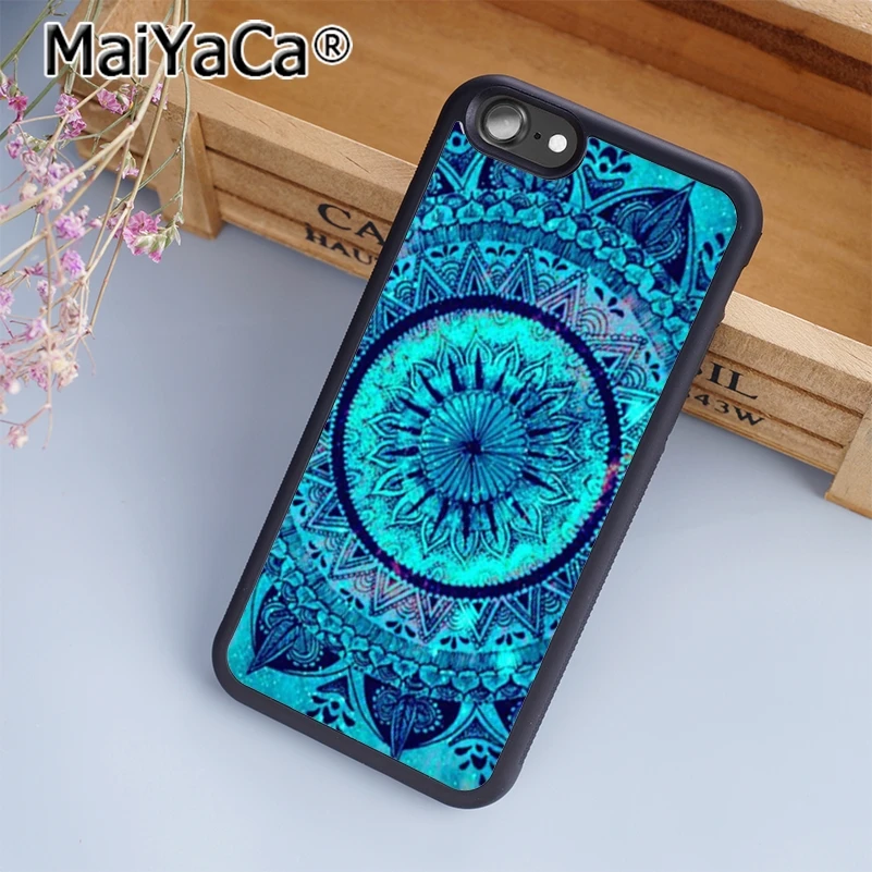 Чехол для телефона MaiYaCa бирюзовый мандала x кружево дерево iPhone 5 6 s 7 8 plus 11 pro X XR XS max